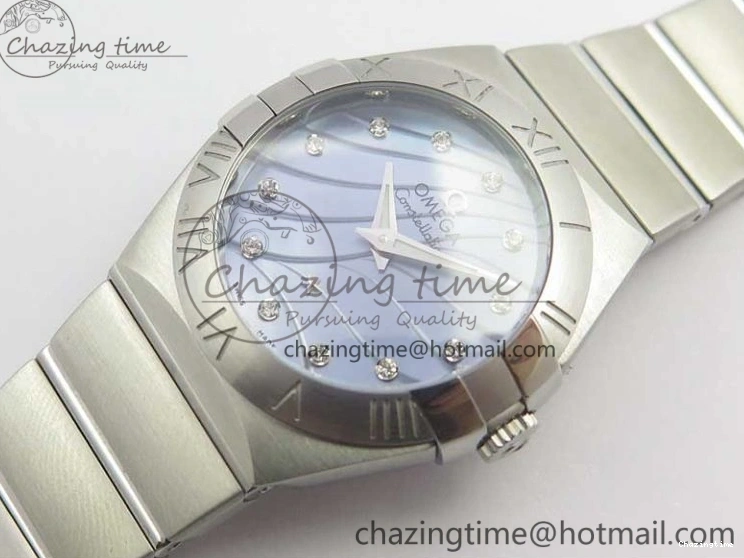 0402 Constellation Ladies 27mm ZF 1:1 Best Edition SS Blue MOP Dial on SS Bracelet ETA Quartz Youthful 7942